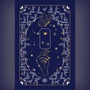 Mystical Blue and Gold Tarot Card Art